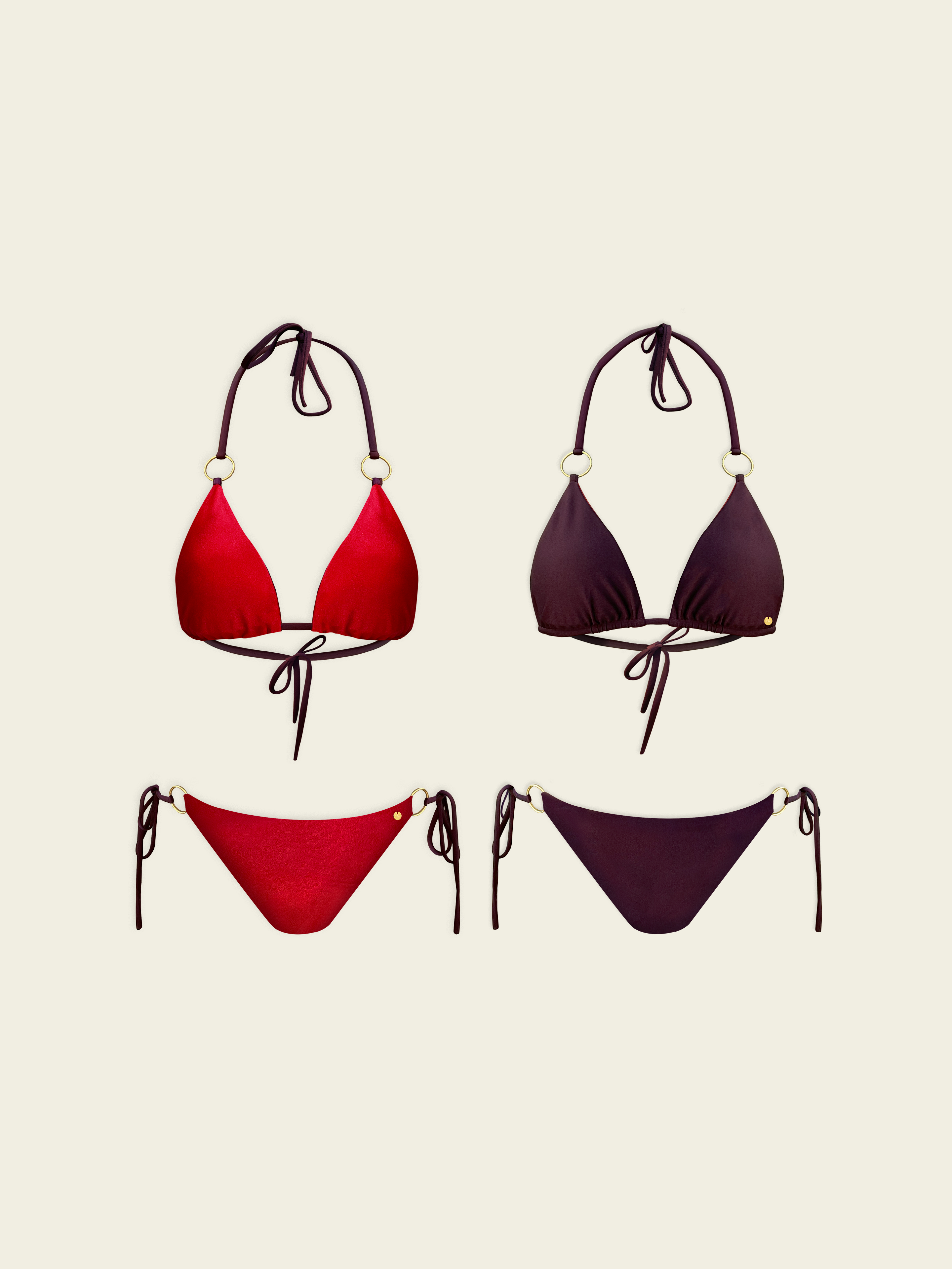 Cherry Reversible Bikini Top Red